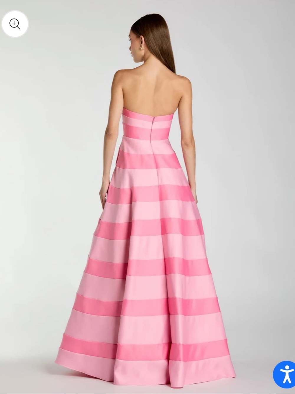 Mac Duggal Pink Striped Strapless Satin Ballgown - Picture 3 of 4